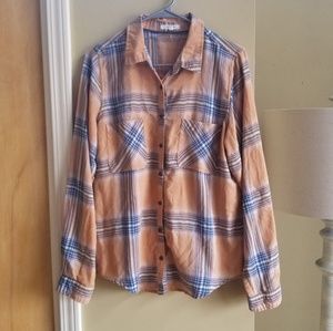 Maurices Orange Plaid Flannel
